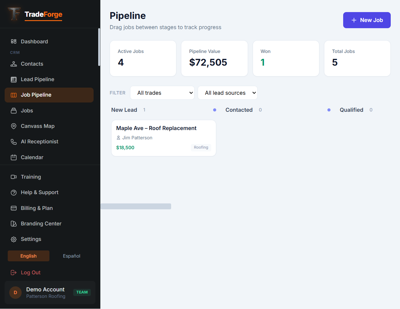 TradeForge job pipeline
